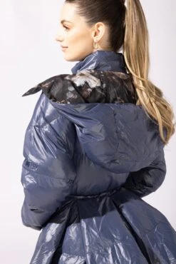 Pearl Peplum Puffer Jacket - Navy -Popflex Clothing Shop 18 OPF0151