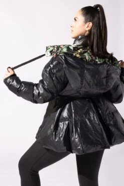 Pearl Peplum Puffer Jacket - Black -Popflex Clothing Shop 48 OPF0312
