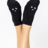 Happy Cry Face Low Rise Socks - Black