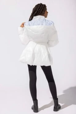 Pearl Peplum Puffer Jacket - White -Popflex Clothing Shop 7 OPF0069
