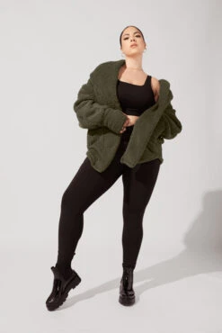 Faux Sherpa Cocoon Coat - Olive 14 Faux Sherpa Cocoon Coat - Olive -Popflex Clothing Shop ArleneOutfit1 0455 Edit