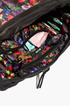 Athena Backpack - Black -Popflex Clothing Shop BF PF Black Backpack Zipper Keychain Detail