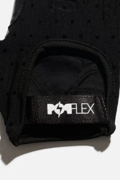 Luxe Mesh Training Gloves - Black Dot -Popflex Clothing Shop BF PF Black PokaDot Mesh Gloves Strap Detail