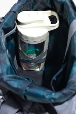 Athena Backpack - Blue Mist -Popflex Clothing Shop BF PF BlueMist Backpack X Strap Bottle Detail