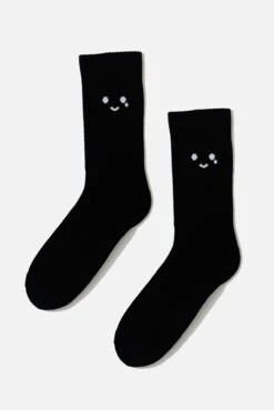 Happy Cry Face Mid-Calf Gym Socks - Black -Popflex Clothing Shop BF PF Emo MidRise Socks Black 07326fde 0e35 4fe2 953a 6c7d1f3b2a97