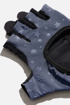 Luxe Mesh Training Gloves - Navy Stars 12 Luxe Mesh Training Gloves - Navy Stars -Popflex Clothing Shop BF PF Gray Star Mesh Gloves Pattern Detail Edit