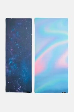 Super Wide 32” Vegan Suede Yoga Mat - Holographic 14 Super Wide 32” Vegan Suede Yoga Mat - Holographic -Popflex Clothing Shop BF PF Holographic YogaMat ExtraWide Comparison Flat