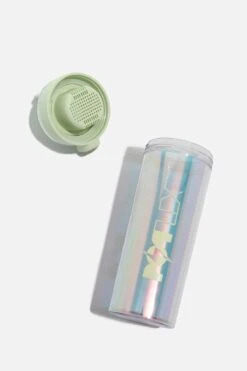 Iridescent Shaker Bottle - Light Green 11 Iridescent Shaker Bottle - Light Green -Popflex Clothing Shop BF PF Iridescent Protein Bottle Green Lid Bottle Back
