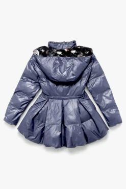 Pearl Peplum Puffer Jacket - Navy -Popflex Clothing Shop BF PF Pearl Puffer Coat Navy Back Edit
