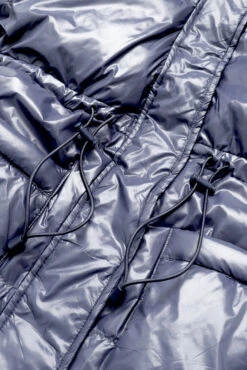 Pearl Peplum Puffer Jacket - Navy -Popflex Clothing Shop BF PF Pearl Puffer Coat Navy Detail Edit