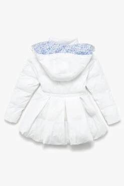 Pearl Peplum Puffer Jacket - White -Popflex Clothing Shop BF PF Pearl Puffer Coat White Back Edit