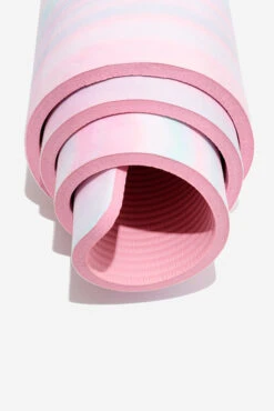 CloudCushion Vegan Suede Yoga Mat - Prismatic 0.5” Thick 12 CloudCushion Vegan Suede Yoga Mat - Prismatic 0.5” Thick -Popflex Clothing Shop BF PF Pink Prisma Thick YogaMat Rolled Detail
