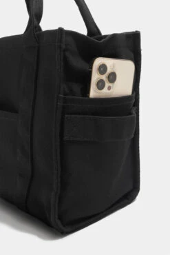 Small Sloane Tote - Black -Popflex Clothing Shop BF PF Sloane Tote Other Side Pocket Phone Detail Black