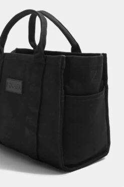 Small Sloane Tote - Black -Popflex Clothing Shop BF PF Sloane Tote Side Pocket Detail Black
