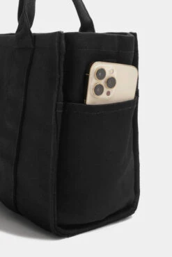 Small Sloane Tote - Black -Popflex Clothing Shop BF PF Sloane Tote Side Pocket Phone Detail Black