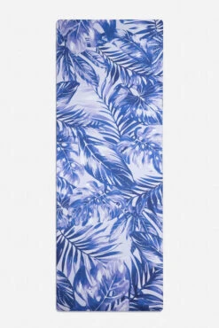 CloudCushion Vegan Suede Yoga Mat - Blue Jungle 0.5” Thick -Popflex Clothing Shop BF PF Thick Yoga Mat Blue Jungle Flat Edit 1
