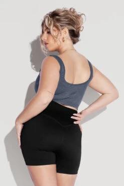 Be My Sweetheart Seamless Crop Top - Vintage Indigo 13 Be My Sweetheart Seamless Crop Top - Vintage Indigo -Popflex Clothing Shop BeMySweetheartCropTop vintageindigo SSShorts Black 0953 Edit