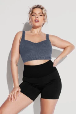 Be My Sweetheart Seamless Crop Top - Vintage Indigo 11 Be My Sweetheart Seamless Crop Top - Vintage Indigo -Popflex Clothing Shop BeMySweetheartCropTop vintageindigo SSShorts Black 0977 Edit
