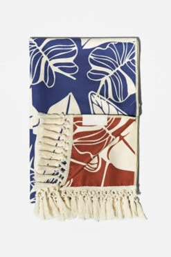 Sand To Studio Towel - Blue Palm And Castaño Palm -Popflex Clothing Shop BeachTowels00031 Edit