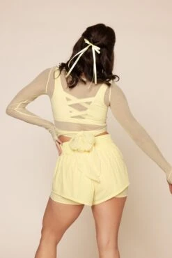 Bow Back Long Sleeve Mesh Top - Buttercream -Popflex Clothing Shop BowBackLongSleeveMeshTop B1029 FrenchButtercream 00341 Edit