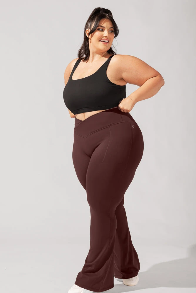 Crisscross Hourglass® Flared Leggings With Pockets - French Roast 7 Crisscross Hourglass® Flared Leggings With Pockets - French Roast - Image 7