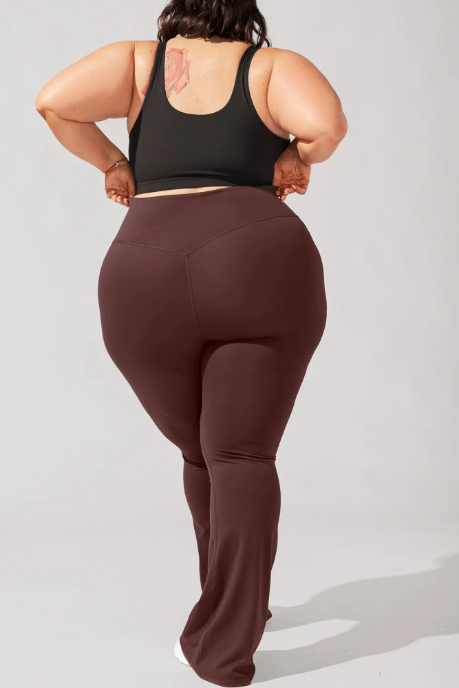 Crisscross Hourglass® Flared Leggings With Pockets - French Roast 8 Crisscross Hourglass® Flared Leggings With Pockets - French Roast - Image 8