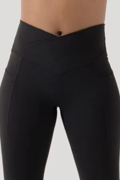 Crisscross Hourglass® Flared Leggings With Pockets - Black -Popflex Clothing Shop CCHG Flare C1030 2229 2