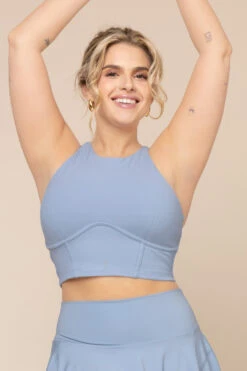 Cleo Corset Crop Bralette - Blue Storm -Popflex Clothing Shop Cleo Crop Bralette A1003 Supersculpt Twirl Skort Blue Storm H1005 03210