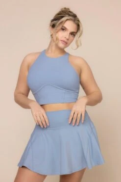 Cleo Corset Crop Bralette - Blue Storm -Popflex Clothing Shop CleoCropBralette A1003 SupersculptTwirlSkort BlueStorm H1005 03217