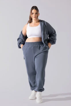 Cloud Rollover Sweatpant - Denim Blue -Popflex Clothing Shop Cloud Sweatpants Denim Blue 3033 0101
