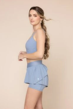 On The Run Ruffle Short - Blue Storm -Popflex Clothing Shop DaphneCorsetCropTop 1047 RuffleShort BlueStorm 4017 02859