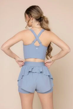 On The Run Ruffle Short - Blue Storm -Popflex Clothing Shop DaphneCorsetCropTop 1047 RuffleShort BlueStorm 4017 02864