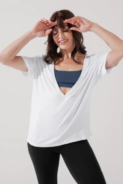 Daring Deep V Tee - White -Popflex Clothing Shop DaringDeepVTee White B1025 0218 Edit
