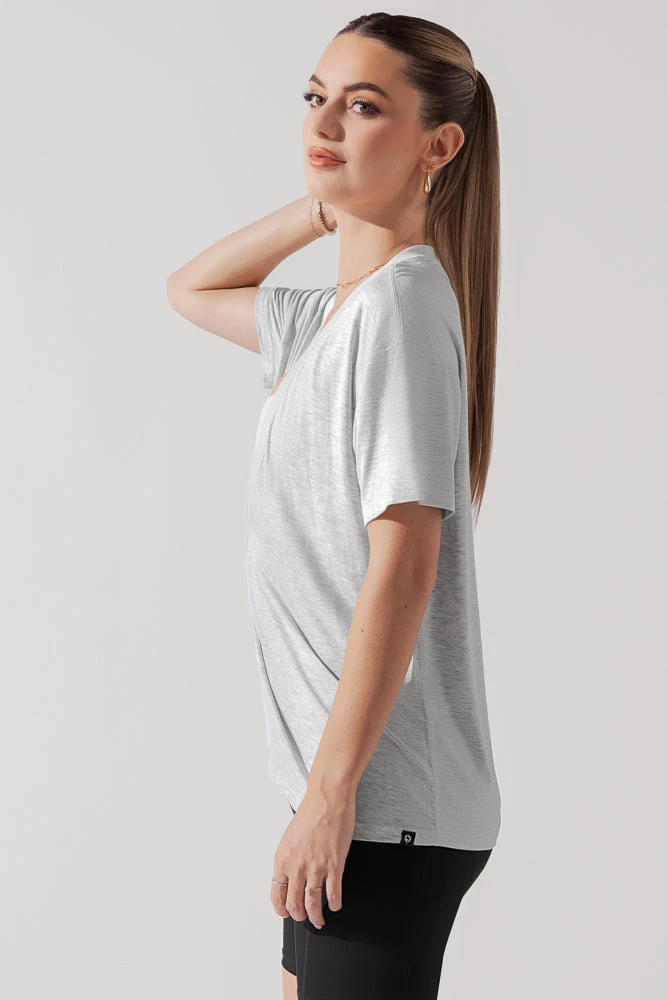 Daring Deep V Tee - Heather Grey 5 Daring Deep V Tee - Heather Grey - Image 5
