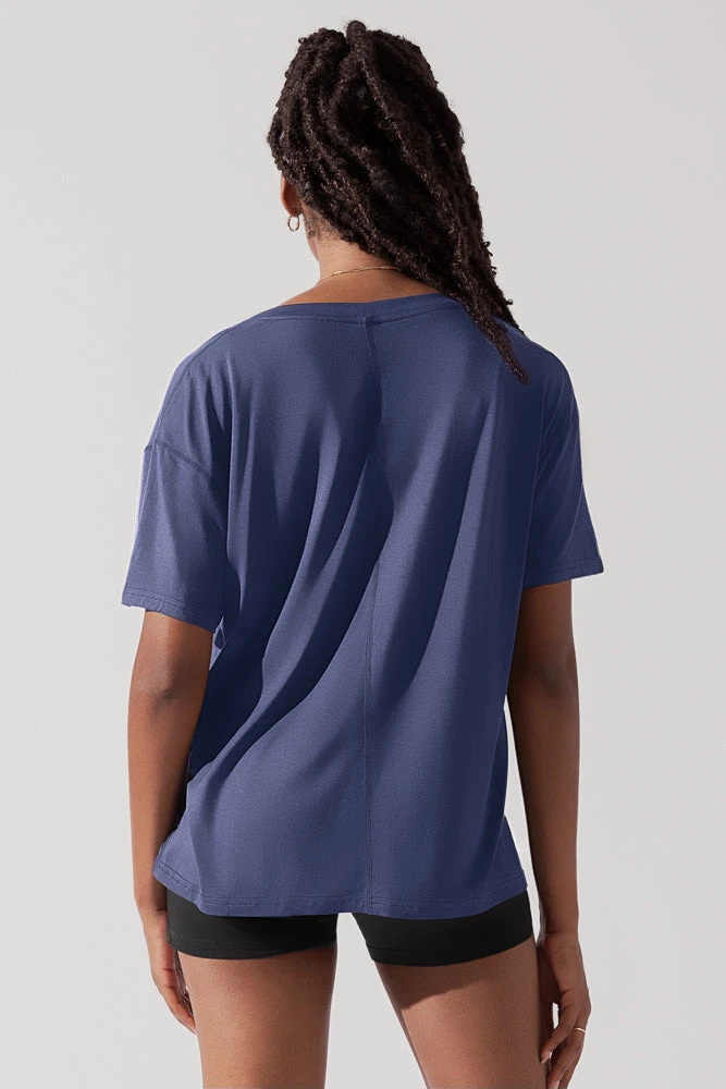 Daring Deep V Tee - Dark Navy 6 Daring Deep V Tee - Dark Navy - Image 6
