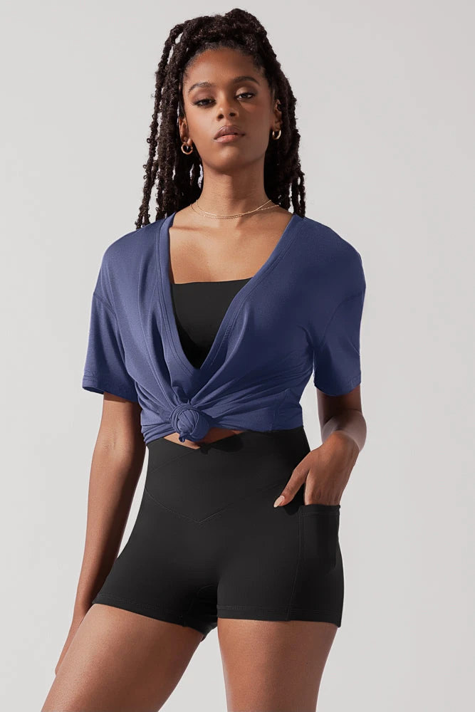 Daring Deep V Tee - Dark Navy 7 Daring Deep V Tee - Dark Navy - Image 7