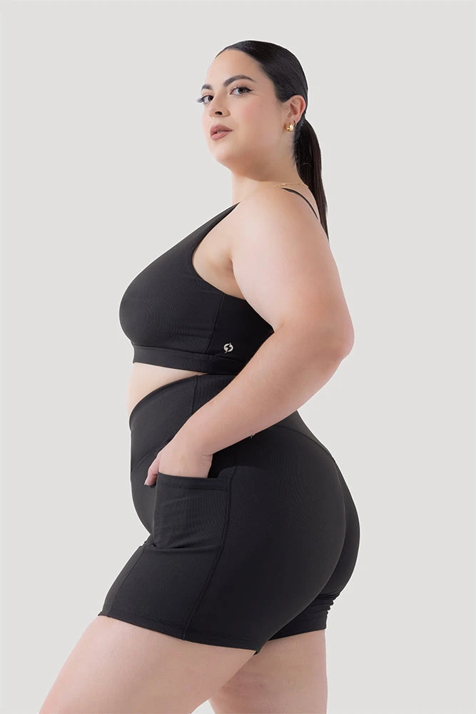 Crisscross Hourglass® Midi Shorts With Pockets (Ribbed) - Dark Charcoal 7 Crisscross Hourglass® Midi Shorts With Pockets (Ribbed) - Dark Charcoal - Image 7