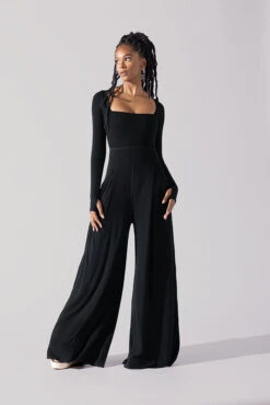 Go With The Flow Long Sleeve Jumpsuit - Black -Popflex Clothing Shop Go With The Flow Long Sleeve Jumpsuit Black G1017 0008 1copy