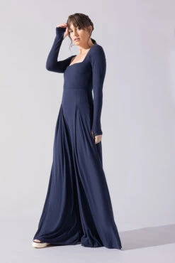 Go With The Flow Long Sleeve Jumpsuit - Cosmic Navy -Popflex Clothing Shop Go With The Flow Long Sleeve Jumpsuit Cosmic Navy G1017 0013copy