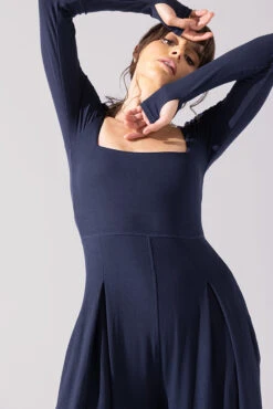 Go With The Flow Long Sleeve Jumpsuit - Cosmic Navy -Popflex Clothing Shop Go With The Flow Long Sleeve Jumpsuit Cosmic Navy G1017 0058copy
