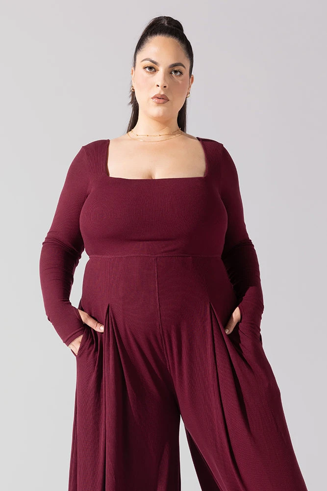 Go With The Flow Long Sleeve Jumpsuit - Garnet 4 Go With The Flow Long Sleeve Jumpsuit - Garnet - Image 4