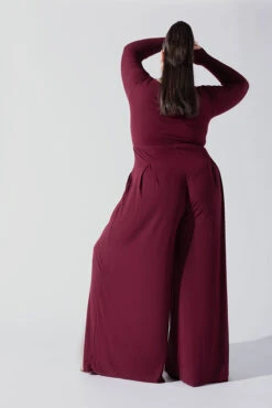 Go With The Flow Long Sleeve Jumpsuit - Garnet 10 Go With The Flow Long Sleeve Jumpsuit - Garnet -Popflex Clothing Shop Go With The Flow Long Sleeve Jumpsuit Garnet G1017 0023copy