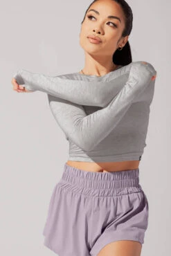 Bow Back Long Sleeve - Heather Grey -Popflex Clothing Shop June7POPFLEXPhotoshootArleneOutfit20987 Edit 1 c35d86c0 a030 4fee 8649 8cc1c1a3305b
