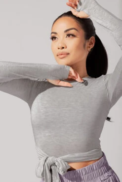 Bow Back Long Sleeve - Heather Grey -Popflex Clothing Shop June7POPFLEXPhotoshootArleneOutfit21022 Edit 1 71027057 ab85 482f a01e f731538290bd