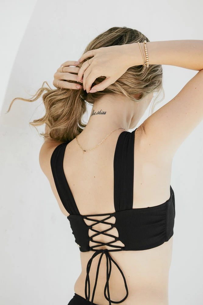 Boardwalk Bombshell Bikini Top - Black Rib 2 Boardwalk Bombshell Bikini Top - Black Rib - Image 2