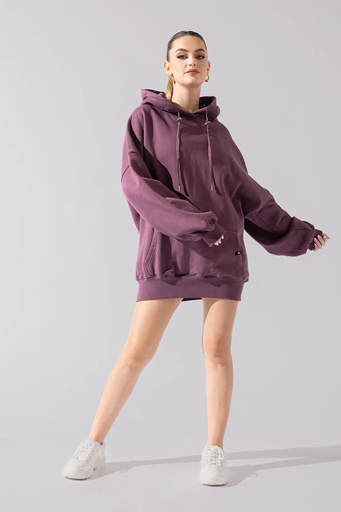 Long Cloud Hoodie - Deep Plum 2 Long Cloud Hoodie - Deep Plum - Image 2