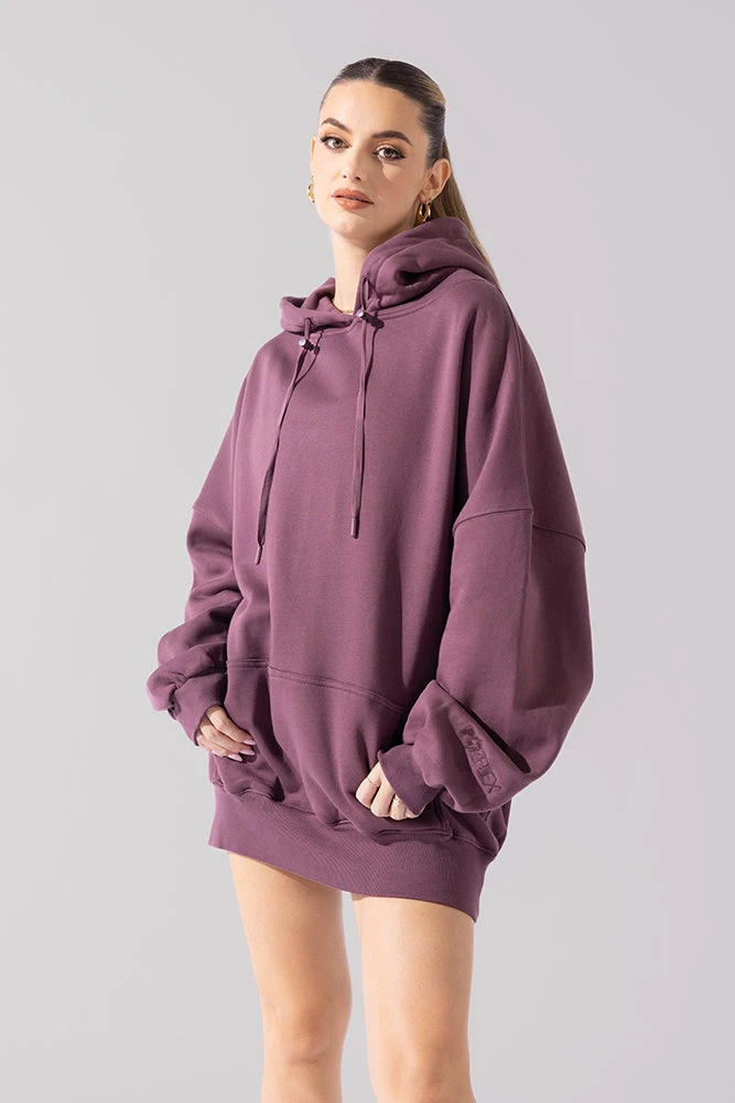 Long Cloud Hoodie - Deep Plum 1 Long Cloud Hoodie - Deep Plum