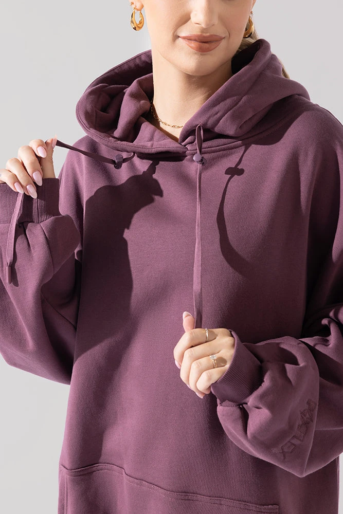 Long Cloud Hoodie - Deep Plum 3 Long Cloud Hoodie - Deep Plum - Image 3