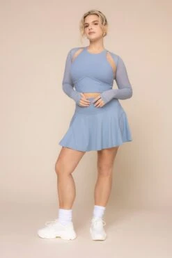 Mesh Corset Shrug - Blue Storm -Popflex Clothing Shop MeshCorsetShrug BlueStorm B1030 03288