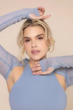 Mesh Corset Shrug - Blue Storm -Popflex Clothing Shop MeshCorsetShrug BlueStorm B1030 03335